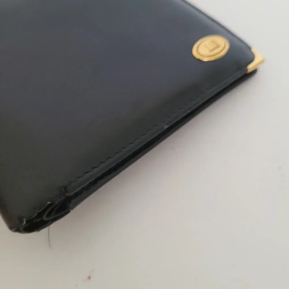 Dunhill Designer Mens Wallet Black Bifold Leather Folding Medium Logo Vintage‎